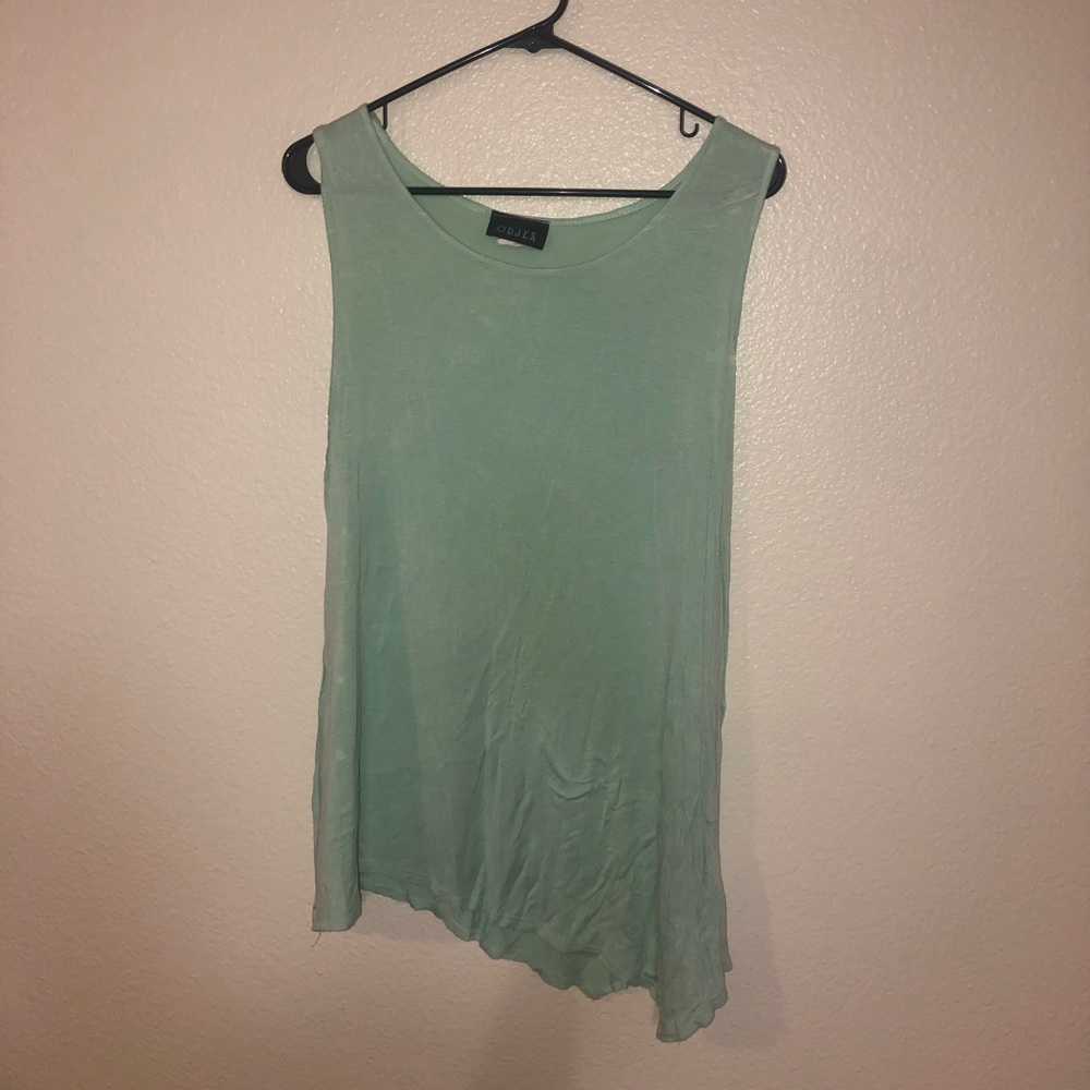 Sea foam colored  asymmetric tank top